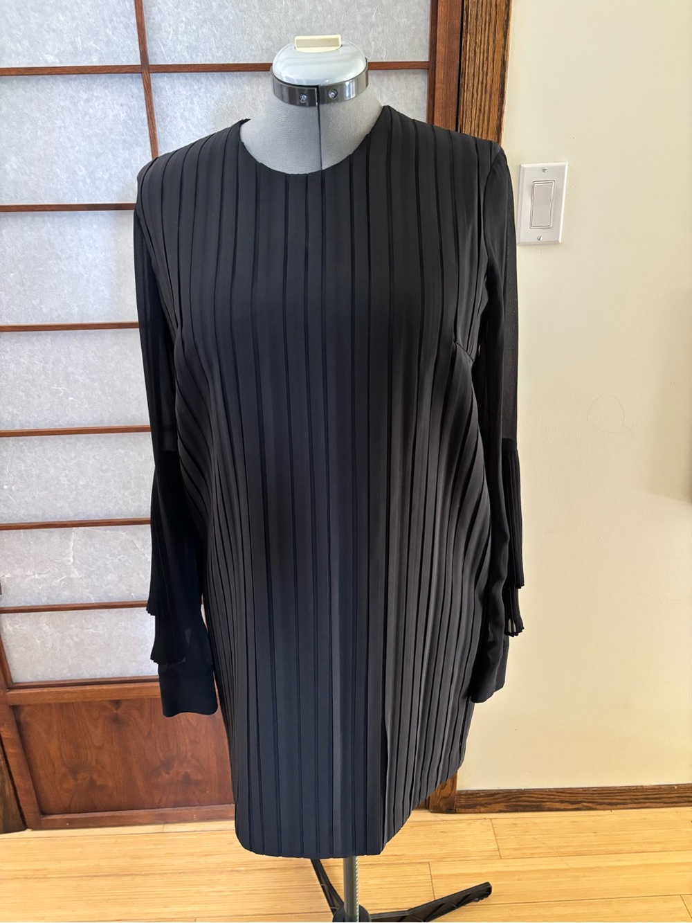 EUC Just Cavalli Black Pleated Mini Dress IT 44 US M